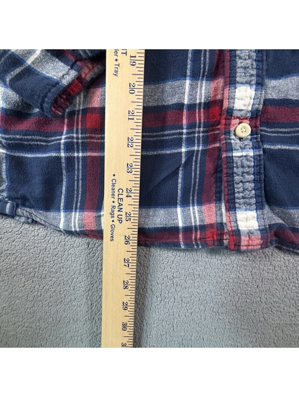 Abercrombie & Fitch Flannel Shirt Men XXL Muscle Fit Plaid Navy Red White Moose - Picture 9 of 9